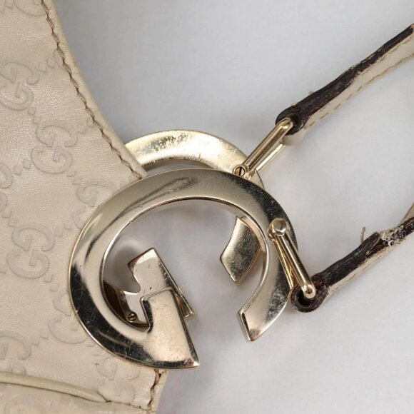 GUCCI GG Canvas Guccissima Shoulder Bag Leather Gold White 203504 Auth 137866 - Picture 12 of 16